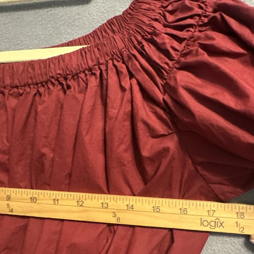 Ulla Johnson Kira Off the Shoulder Poplin Peplum Top Size 2 Burgundy Peasant